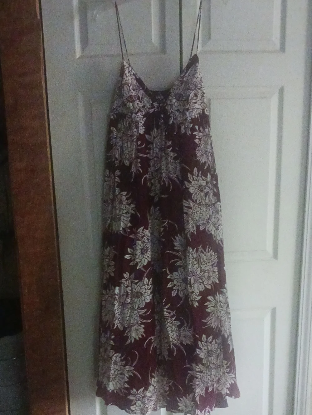 J. Crew Burgundy Floral Spaghetti-Strap Maxi Dress